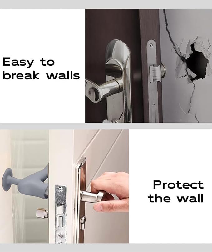 Door Handle Protector ? Soft Silicone Handle Bumper Guard for Wall Protection, Shock Absorbing Soundproof Cover for Home, Office & Car Doors