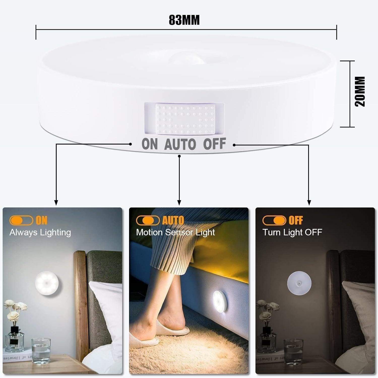 Body Induction Motion Sensor Light ? USB Rechargeable Wireless LED Night Light with Auto On/Off | Magnetic Wall Light for Closet, Stair, Kitchen, Bedroom & Hallway