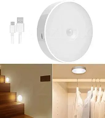 Body Induction Motion Sensor Light ? USB Rechargeable Wireless LED Night Light with Auto On/Off | Magnetic Wall Light for Closet, Stair, Kitchen, Bedroom & Hallway