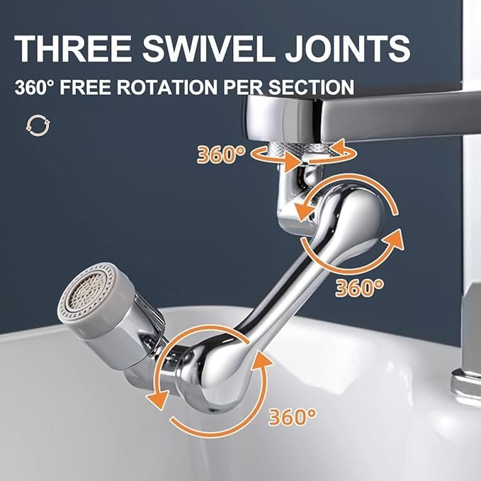 1080? Rotating Faucet Extender ? Multi-Angle Swivel Tap Attachment with Dual-Mode Water Outlet | Universal Splash-Proof Aerator for Kitchen & Bathroom Sink