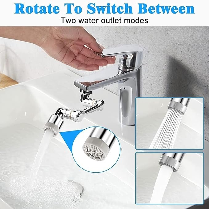 1080? Rotating Faucet Extender ? Multi-Angle Swivel Tap Attachment with Dual-Mode Water Outlet | Universal Splash-Proof Aerator for Kitchen & Bathroom Sink