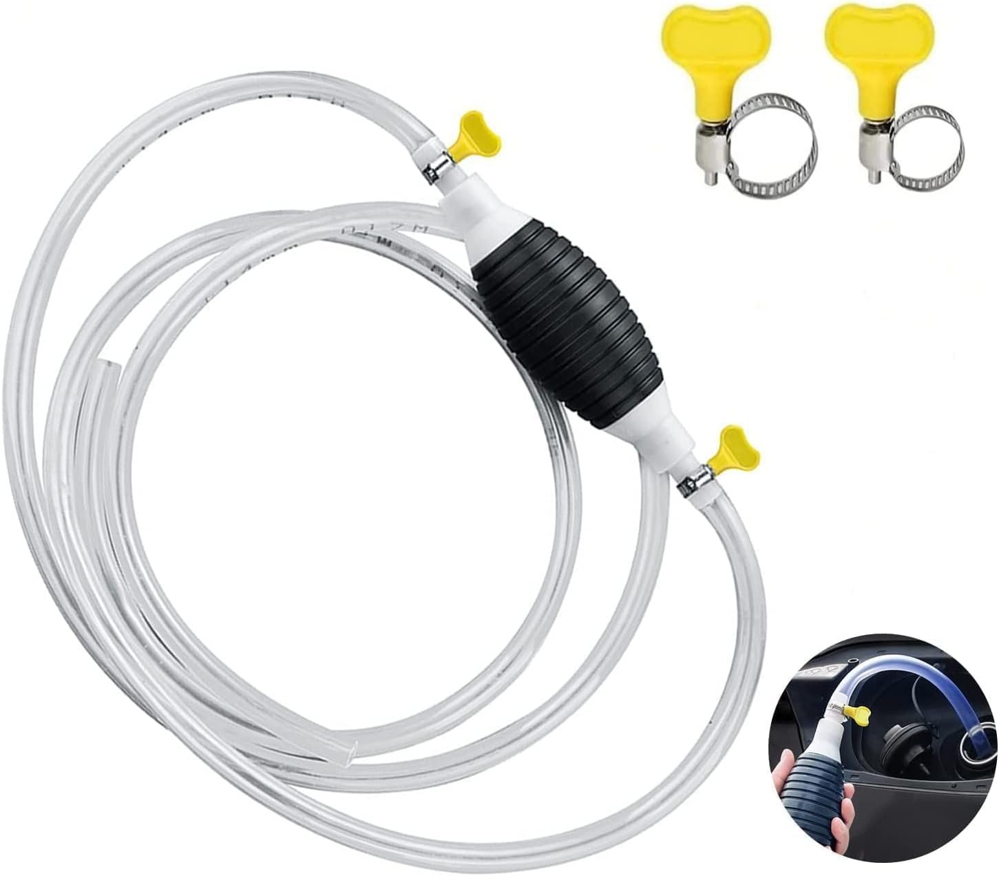 Flexible Manual Oil Transfer Pipe ? Portable Siphon Pump Hose with Hand Pump for Fuel, Water, Gas, Diesel & Oil Transfer | Leak-Proof & Easy to Use