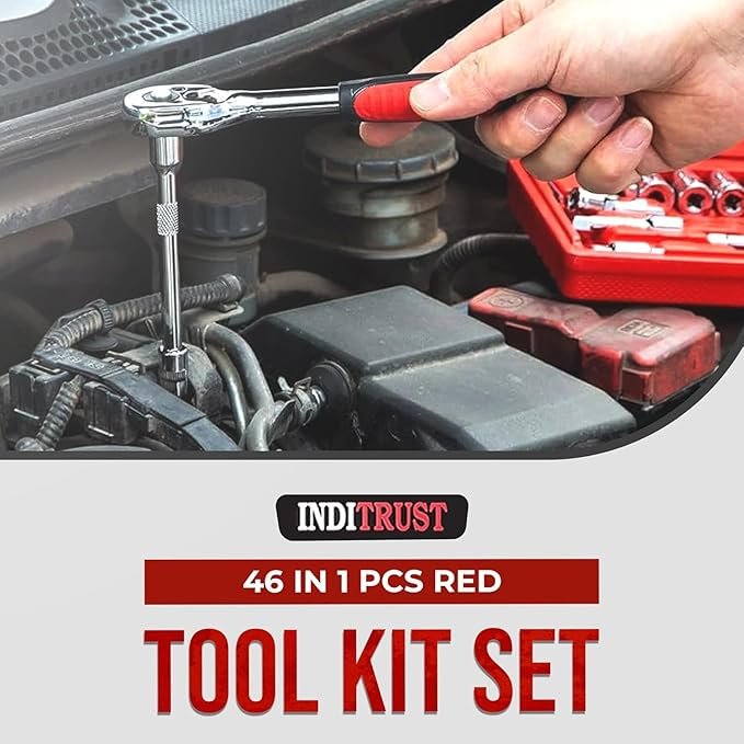 46-in-1 Multipurpose Tool Kit Set ? Professional Socket Wrench Set with Screwdriver Bits & Ratchet Handle for Home, Car, and Bike Repair ? Portable & Durable Case
