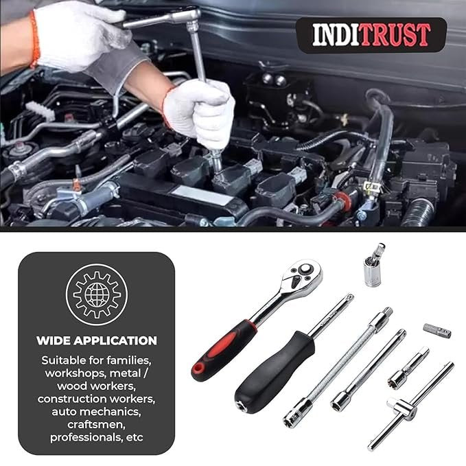 46-in-1 Multipurpose Tool Kit Set ? Professional Socket Wrench Set with Screwdriver Bits & Ratchet Handle for Home, Car, and Bike Repair ? Portable & Durable Case