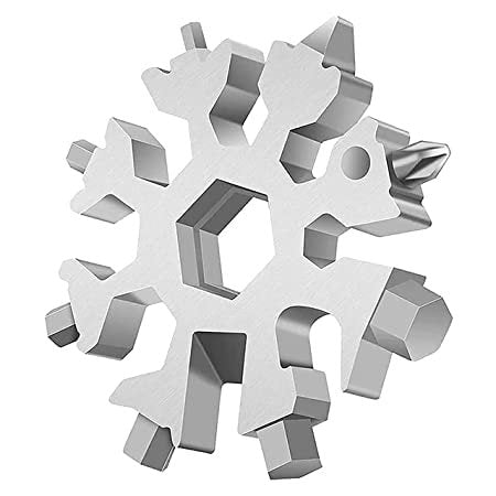 18-in-1 Snowflake Multi-Functional Tool | Stainless Steel Pocket Tool for Screwdriver, Bottle Opener, Wrench & Outdoor Gear | EDC Tool for Camping, Hiking & Travel