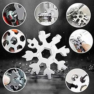 18-in-1 Snowflake Multi-Functional Tool | Stainless Steel Pocket Tool for Screwdriver, Bottle Opener, Wrench & Outdoor Gear | EDC Tool for Camping, Hiking & Travel