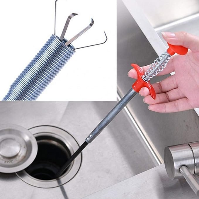 Hair Catching Drain Chain ? 160CM / 5Ft | Flexible Sink & Shower Drain Clog Remover with Hooks | Reusable Hair Catcher Tool for Bathroom, Kitchen & Bathtub