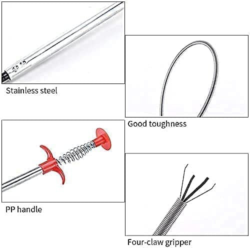 Hair Catching Drain Chain ? 160CM / 5Ft | Flexible Sink & Shower Drain Clog Remover with Hooks | Reusable Hair Catcher Tool for Bathroom, Kitchen & Bathtub