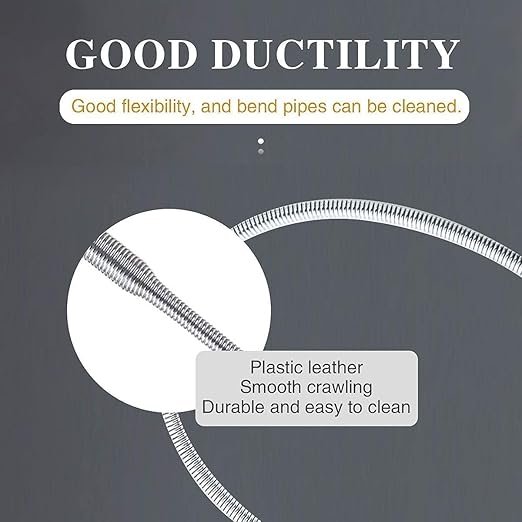 Hair Catching Drain Chain ? 160CM / 5Ft | Flexible Sink & Shower Drain Clog Remover with Hooks | Reusable Hair Catcher Tool for Bathroom, Kitchen & Bathtub