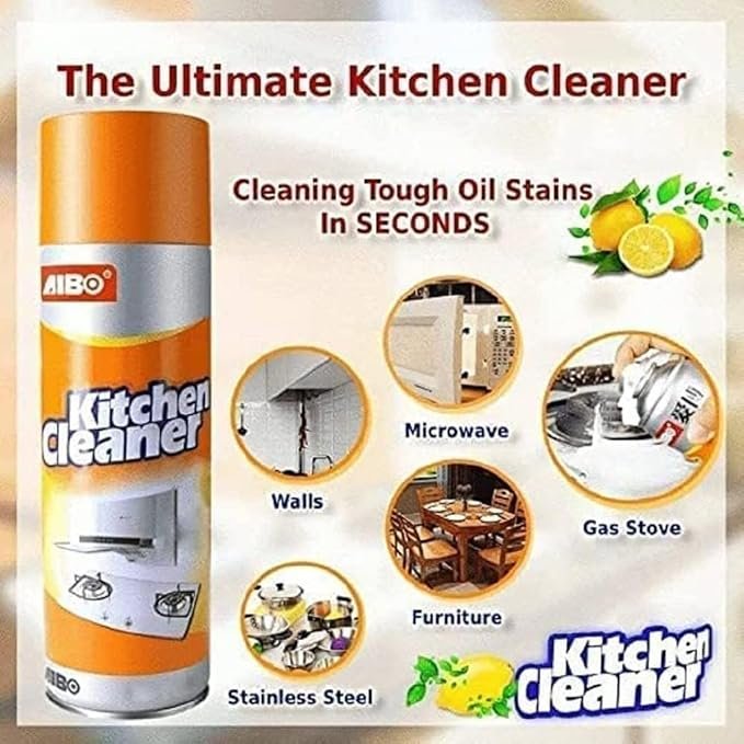 Kitchen Cleaner Foam 500ML ? Powerful Multipurpose Degreasing Spray for Stove, Chimney, Tiles & Countertops ? Instant Foam Cleaning Solution
