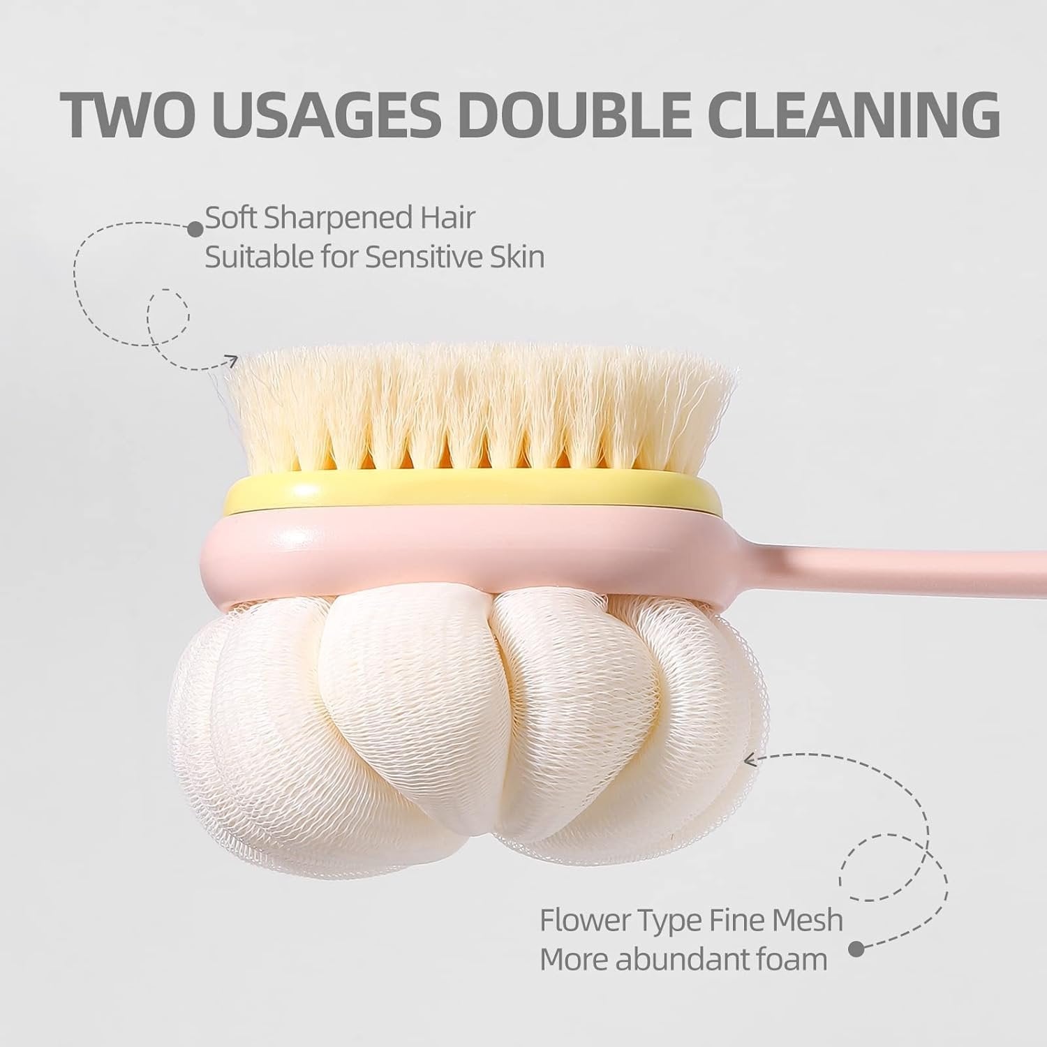 2 in 1 Bath Brush ? Silicone Body Scrubber with Soft Bristles & Shampoo Dispenser, Gentle Exfoliating Shower Brush for Wet & Dry Use, Deep Cleaning for Men & Women