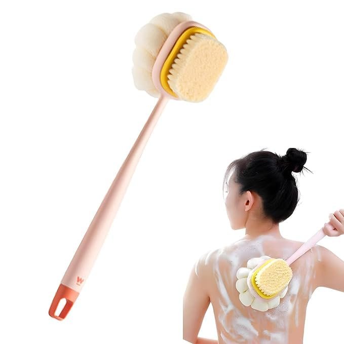 2 in 1 Bath Brush ? Silicone Body Scrubber with Soft Bristles & Shampoo Dispenser, Gentle Exfoliating Shower Brush for Wet & Dry Use, Deep Cleaning for Men & Women