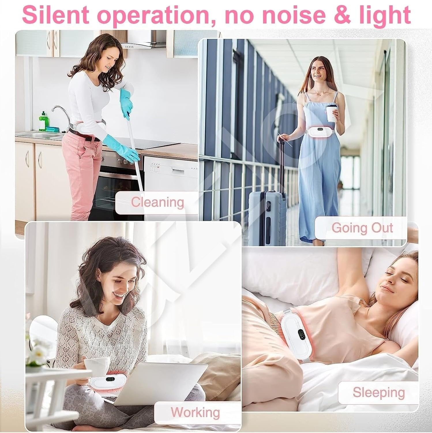 Menstrual Heating Pad Massager ? USB Rechargeable Cramp Relief Belt with Adjustable Heat & Vibration, Portable Warm Compress for Period Pain, Lower Back & Abdomen