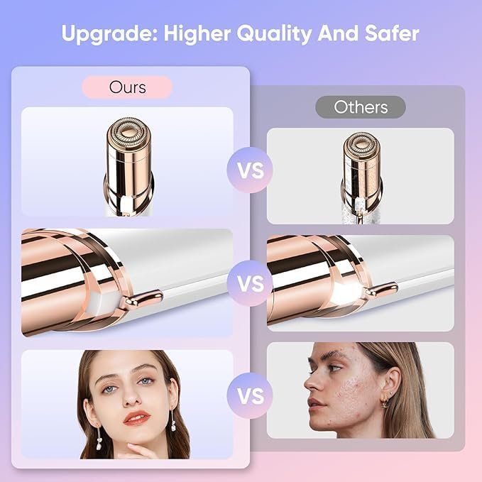 4 in 1 Facial Hair Remover ? Flawless Painless Electric Face Hair Trimmer for Women, Eyebrow, Nose, Upper Lip & Body Grooming Tool with USB Rechargeable Design