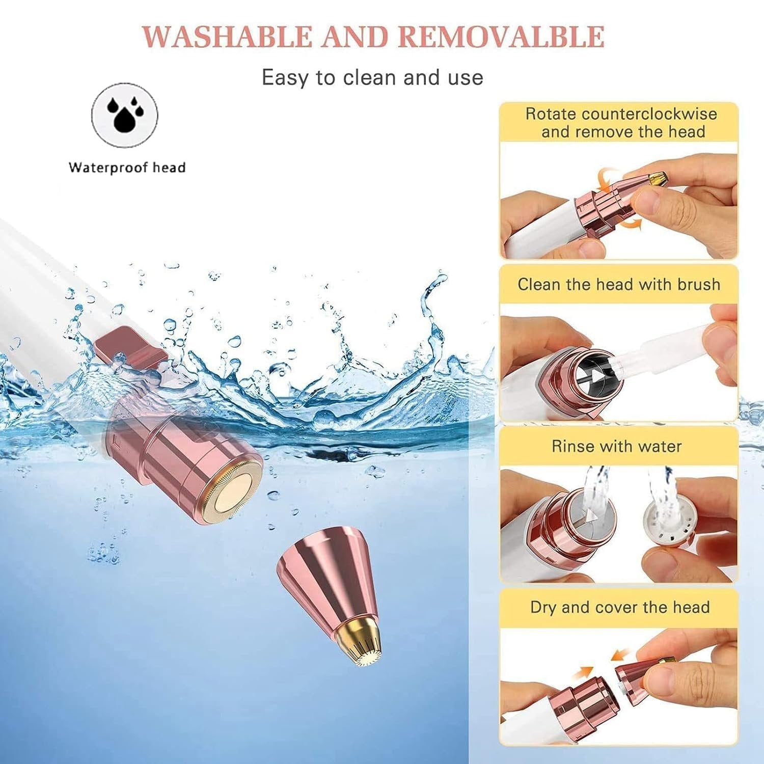 4 in 1 Facial Hair Remover ? Flawless Painless Electric Face Hair Trimmer for Women, Eyebrow, Nose, Upper Lip & Body Grooming Tool with USB Rechargeable Design