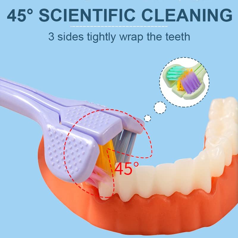 3-Sided Toothbrush ? Triple-Surface Bristles for 360? Teeth Cleaning, Soft Bristles for Kids & Adults, Ergonomic Grip, Dentist-Recommended Oral Care Brush