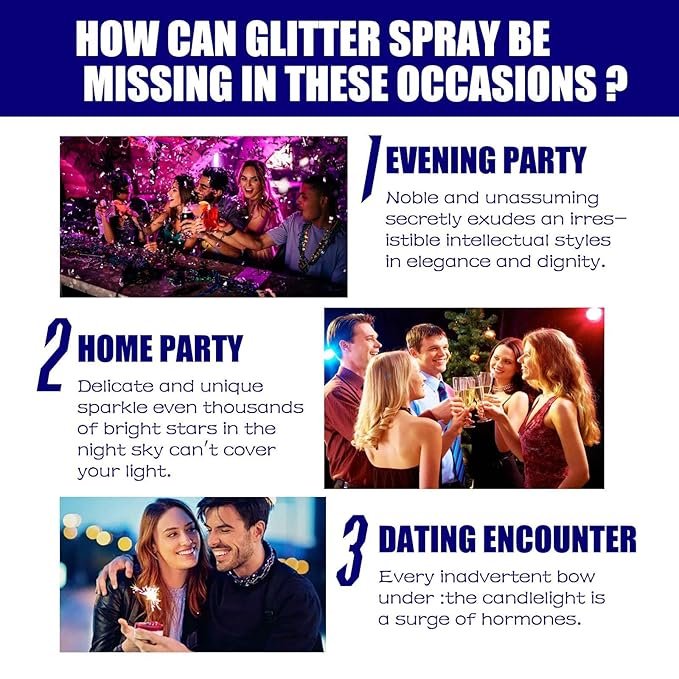 Shiny Glitter Spray ? Sparkling Glitter Aerosol Spray for Arts & Crafts, Party Decorations, Costumes & Makeup, Non-Toxic & Easy to Use