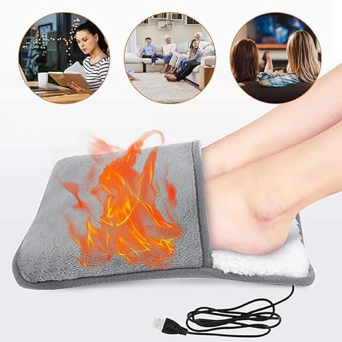 Electric Foot Warmer ? Soft Heated Foot Pad with Adjustable Temperature & Auto Shut-Off, USB Powered Foot Heating Pad for Home, Office & Winter Relief