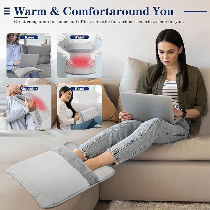 Electric Foot Warmer ? Soft Heated Foot Pad with Adjustable Temperature & Auto Shut-Off, USB Powered Foot Heating Pad for Home, Office & Winter Relief