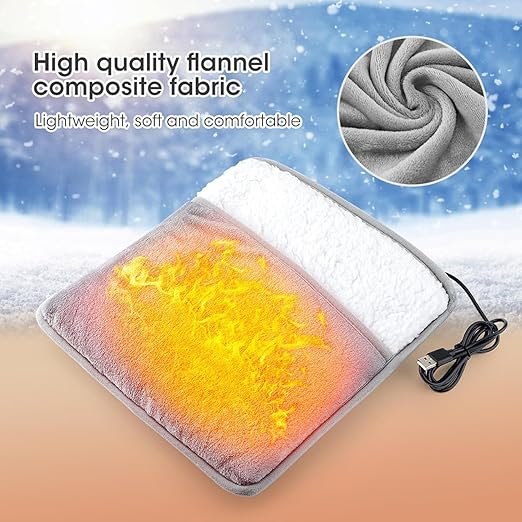 Electric Foot Warmer ? Soft Heated Foot Pad with Adjustable Temperature & Auto Shut-Off, USB Powered Foot Heating Pad for Home, Office & Winter Relief