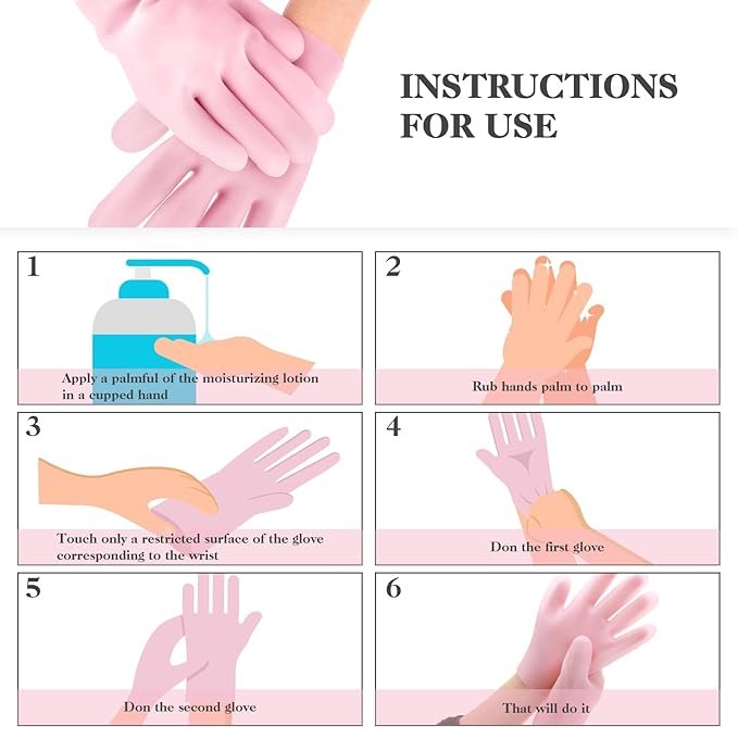 Silicone Moisturizing Hand Gloves ? Reusable Spa Gloves with Gel Lining for Dry, Cracked Hands, Hydrating Treatment for Women & Men, Softening Hand Care Mitts