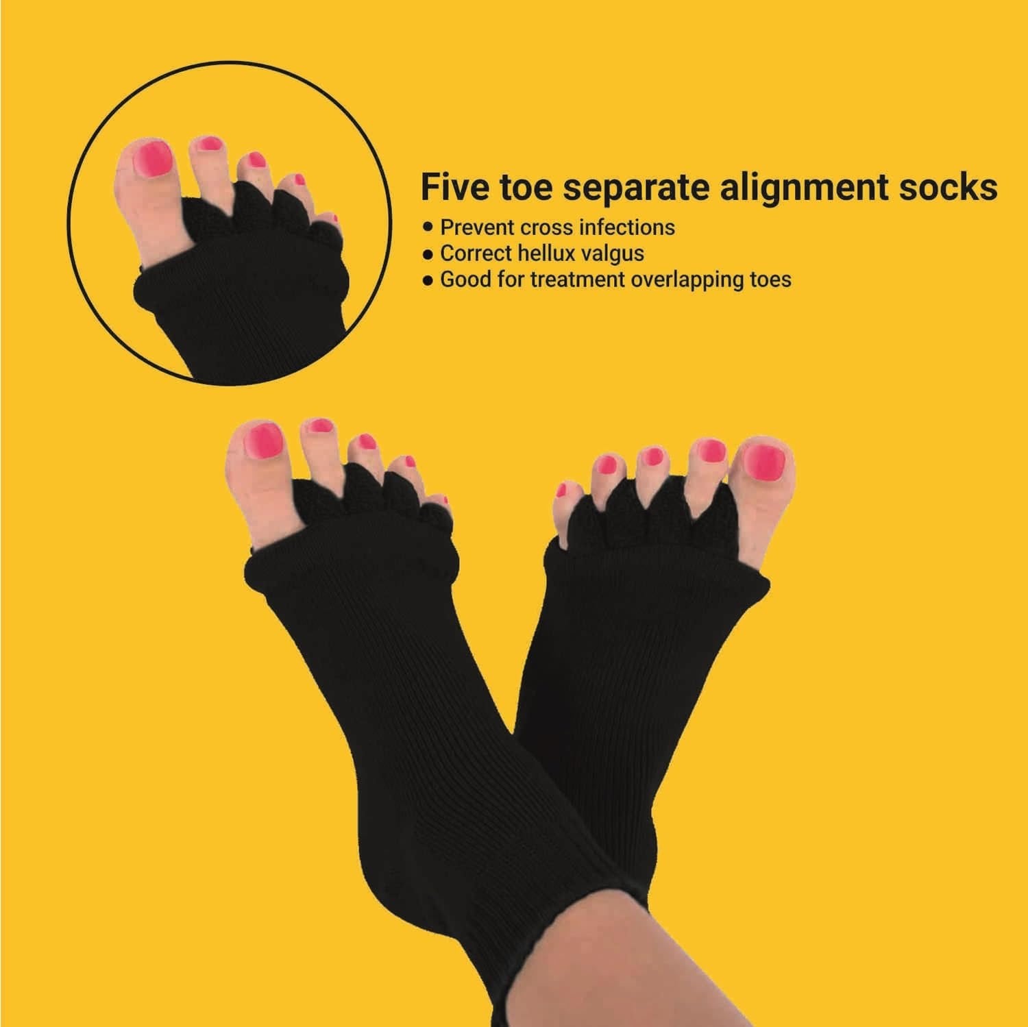 Foot Alignment Socks ? Toe Separator Socks for Bunions, Hammer Toe & Foot Pain Relief, Comfortable Stretch Therapy Socks for Men & Women