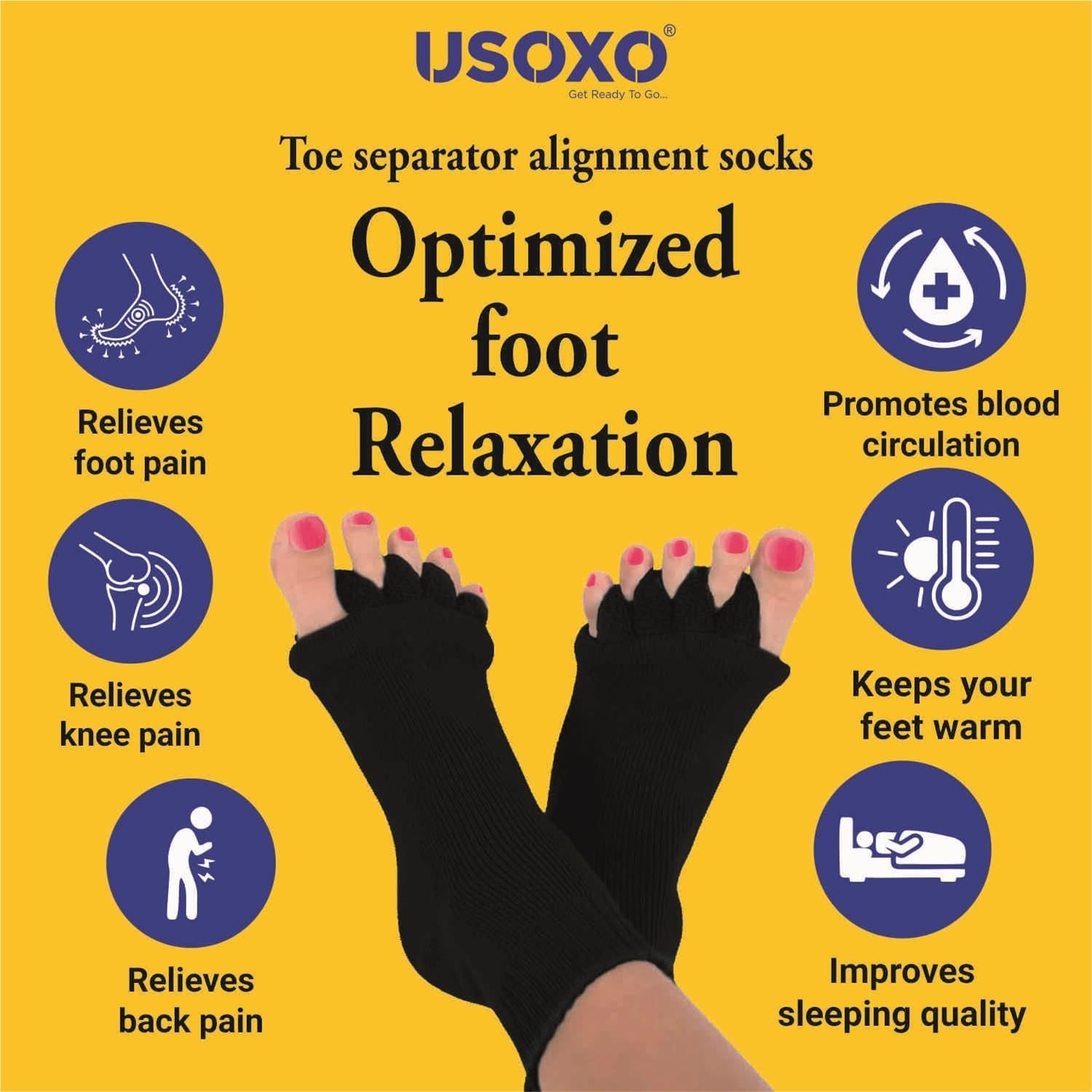 Foot Alignment Socks ? Toe Separator Socks for Bunions, Hammer Toe & Foot Pain Relief, Comfortable Stretch Therapy Socks for Men & Women