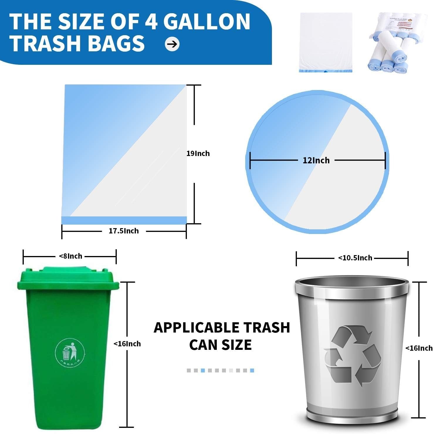 Garbage Bags 75PCS ? 45x50cm Medium Size Dustbin Bags, Leak-Proof & Tear-Resistant Trash Bags for Home, Kitchen, Office & Bathroom Use