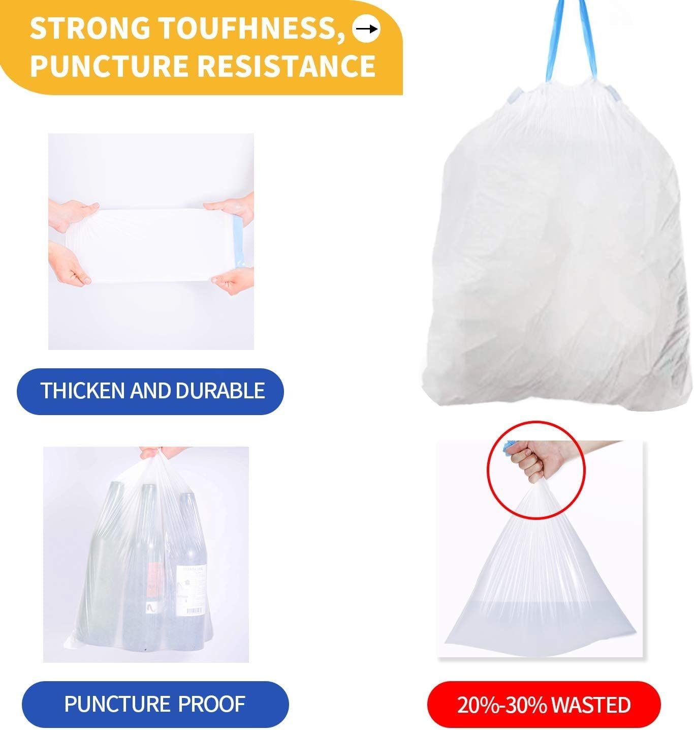 Garbage Bags 75PCS ? 45x50cm Medium Size Dustbin Bags, Leak-Proof & Tear-Resistant Trash Bags for Home, Kitchen, Office & Bathroom Use