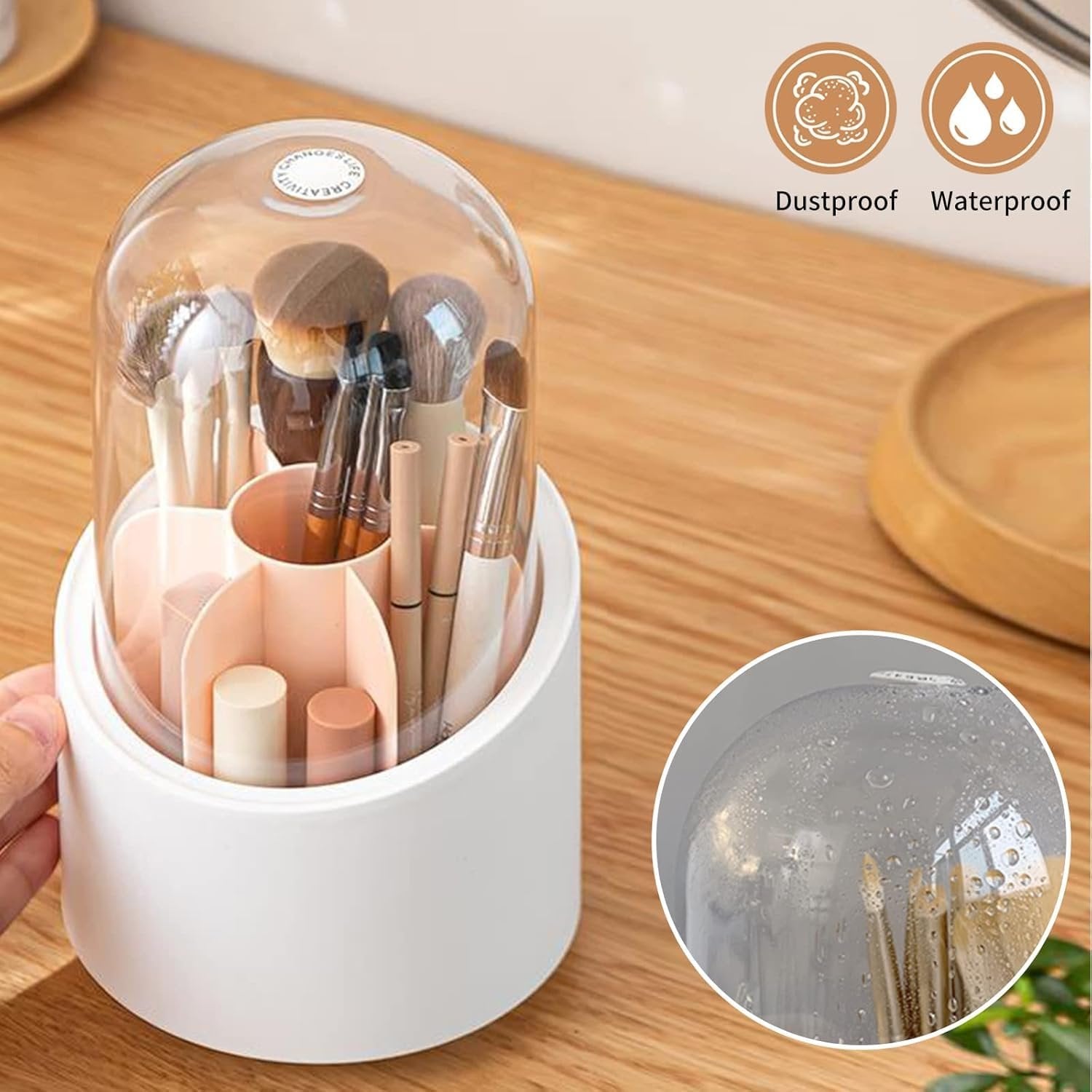 360 Rotating Makeup Brush Holder ? Spinning Cosmetic Organizer with Multiple Compartments, Space-Saving Vanity Storage for Brushes, Lipsticks & Tools