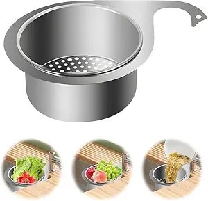 Steel Sink Strainer Basket ? Stainless Steel Drain Filter with Fine Mesh, Anti-Clog Hair &amp; Food Catcher for Kitchen Sink &amp; Bathroom Drains