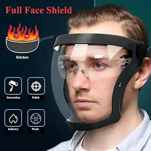 Transparent Face Shield Mask ? Reusable Anti-Fog Full Face Cover with Clear Visibility, Lightweight Protective Mask for Office, Travel & Daily Use