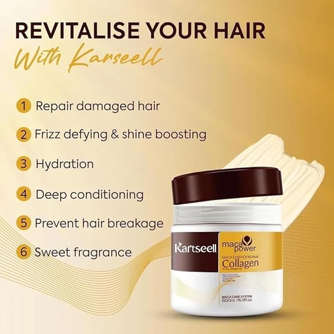 Karseell Collagen Hair Mask 500 ML ? Deep Conditioning & Repair Treatment with Collagen & Keratin, Nourishing Hair Pack for Dry, Damaged & Color-Treated Hair