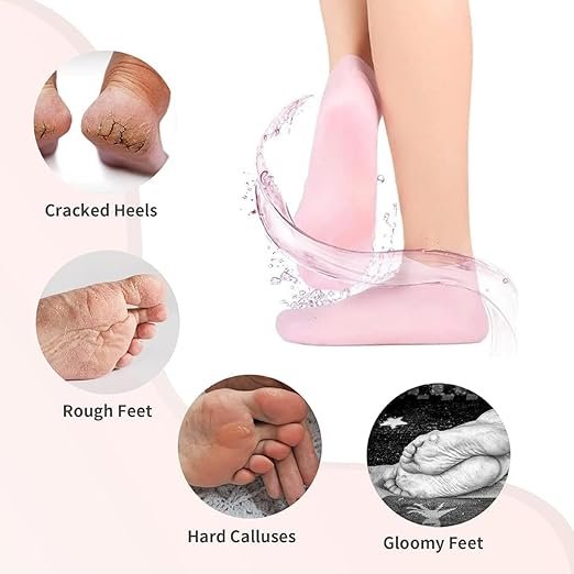 Silicone Moisturizing Gel Socks ? Cracked Heel Repair Socks with Vitamin-Infused Gel Lining, Reusable Hydrating Spa Socks for Dry Feet & Heel Care