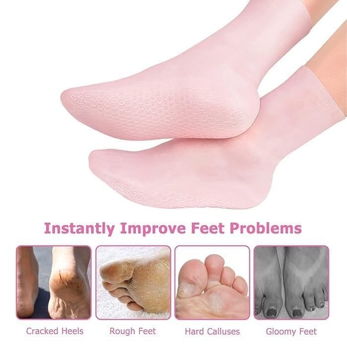 Silicone Moisturizing Gel Socks ? Cracked Heel Repair Socks with Vitamin-Infused Gel Lining, Reusable Hydrating Spa Socks for Dry Feet & Heel Care