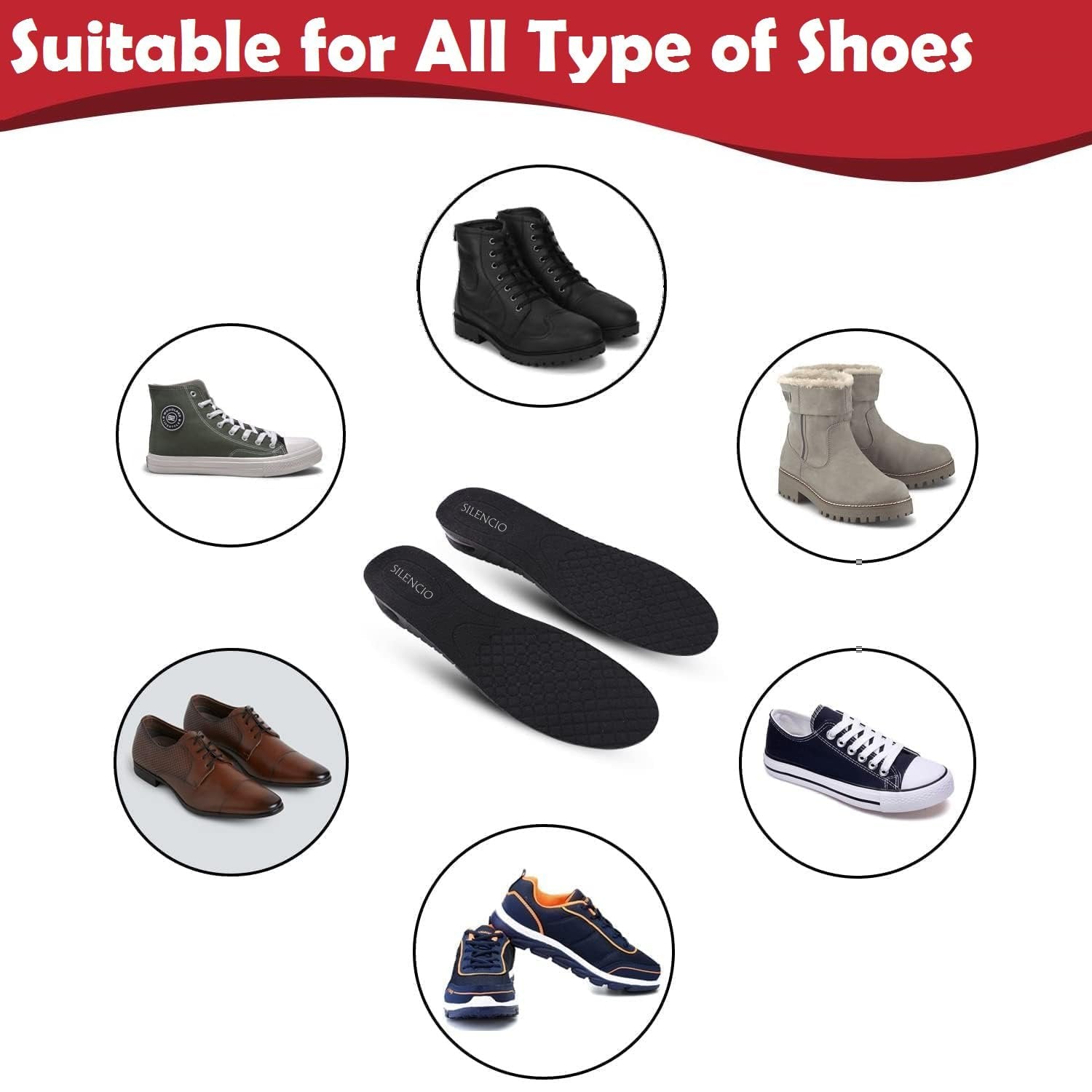 4 Layer Shoe Insole Pair ? Adjustable Height Increase Insoles for Men & Women, Comfortable Shock-Absorbing Heel Lift Inserts for All Footwear