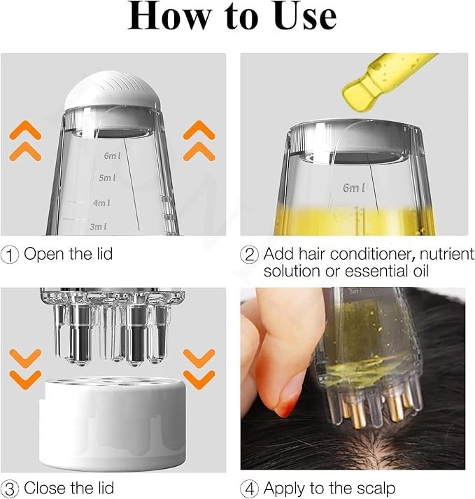 Hair Oil Applicator Bottle with Comb ? Scalp Massager & Even Oil Distribution Tool for Hair Growth & Nourishment | Leak-Proof, Easy-to-Use Applicator for Men & Women