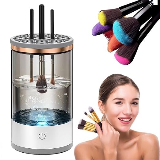 Makeup Brush Cleaner ? Electric Spin Brush Cleaning Machine with Bowl & Dryer for Deep Cleaning | Fast & Easy Brush Washer for All Makeup Brushes