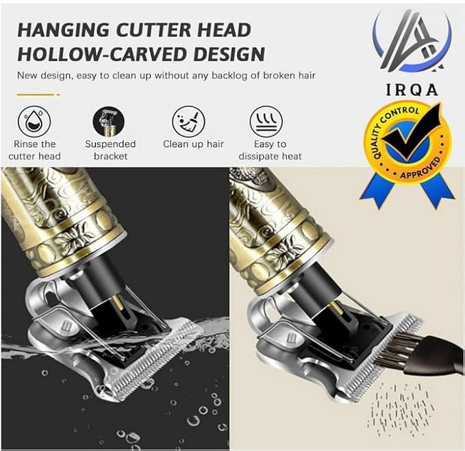 Professional Buddha Trimmer for Men ? Cordless Hair &amp; Beard Trimmer with T-Blade | Zero-Gapped, Rechargeable, Precision Clipper for Fades, Edges &amp; Detail Trimming (Gold Design)