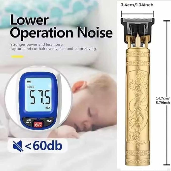 Professional Buddha Trimmer for Men ? Cordless Hair &amp; Beard Trimmer with T-Blade | Zero-Gapped, Rechargeable, Precision Clipper for Fades, Edges &amp; Detail Trimming (Gold Design)