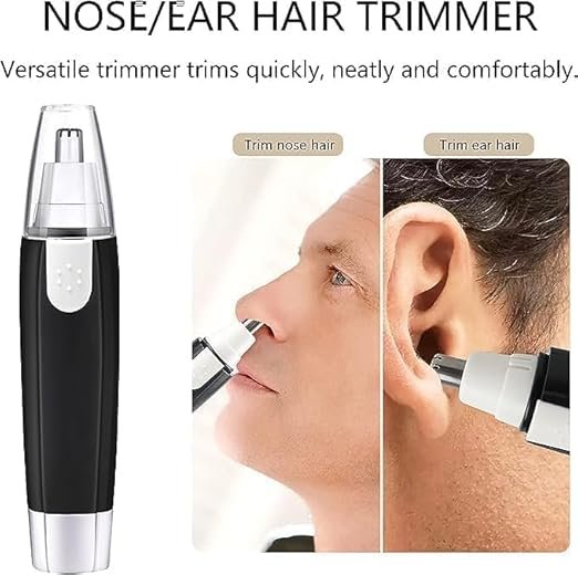 Nose Hair Trimmer for Men & Women ? Portable Electric Nose, Ear & Eyebrow Trimmer | Painless Stainless Steel Blades, Battery Operated, Compact & Travel-Friendly
