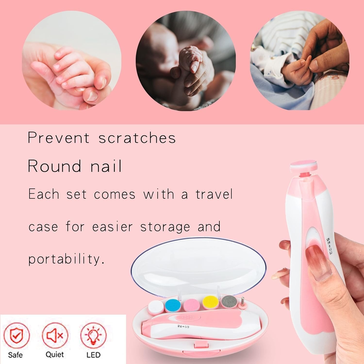 Baby Nail Trimmer with Safe Grinding Heads ? Electric Nail File for Newborns & Toddlers | Gentle, Quiet & Painless Nail Clipper with Storage Case (Plastic Box Packaging)