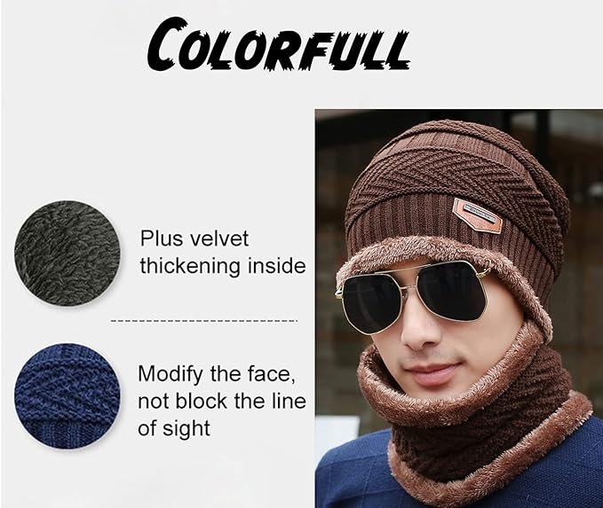 Winter Cap and Scarf Set for Men & Women ? Warm Knitted Wool Beanie Hat with Neck Warmer | Soft Fleece Lined, Stylish & Cozy Winter Wear