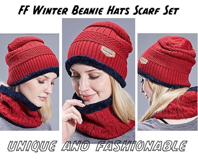 Winter Cap and Scarf Set for Men & Women ? Warm Knitted Wool Beanie Hat with Neck Warmer | Soft Fleece Lined, Stylish & Cozy Winter Wear