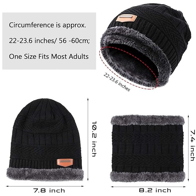 Winter Cap and Scarf Set for Men & Women ? Warm Knitted Wool Beanie Hat with Neck Warmer | Soft Fleece Lined, Stylish & Cozy Winter Wear