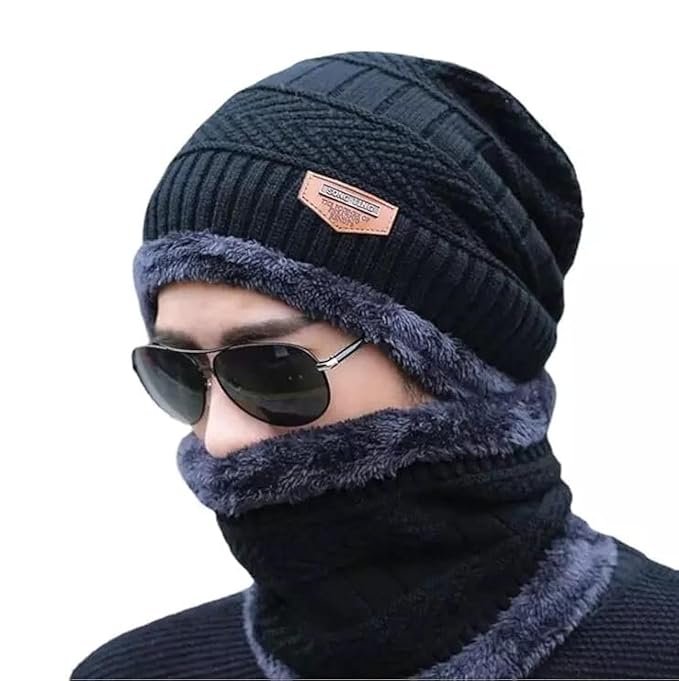 Winter Cap and Scarf Set for Men & Women ? Warm Knitted Wool Beanie Hat with Neck Warmer | Soft Fleece Lined, Stylish & Cozy Winter Wear