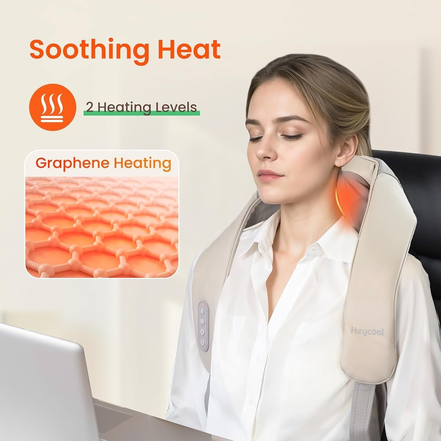 Neck and Shoulder Massager with Heat ? Deep Tissue 3D Kneading Massage Pillow | Electric Shiatsu Back Massager for Pain Relief & Relaxation at Home or Office