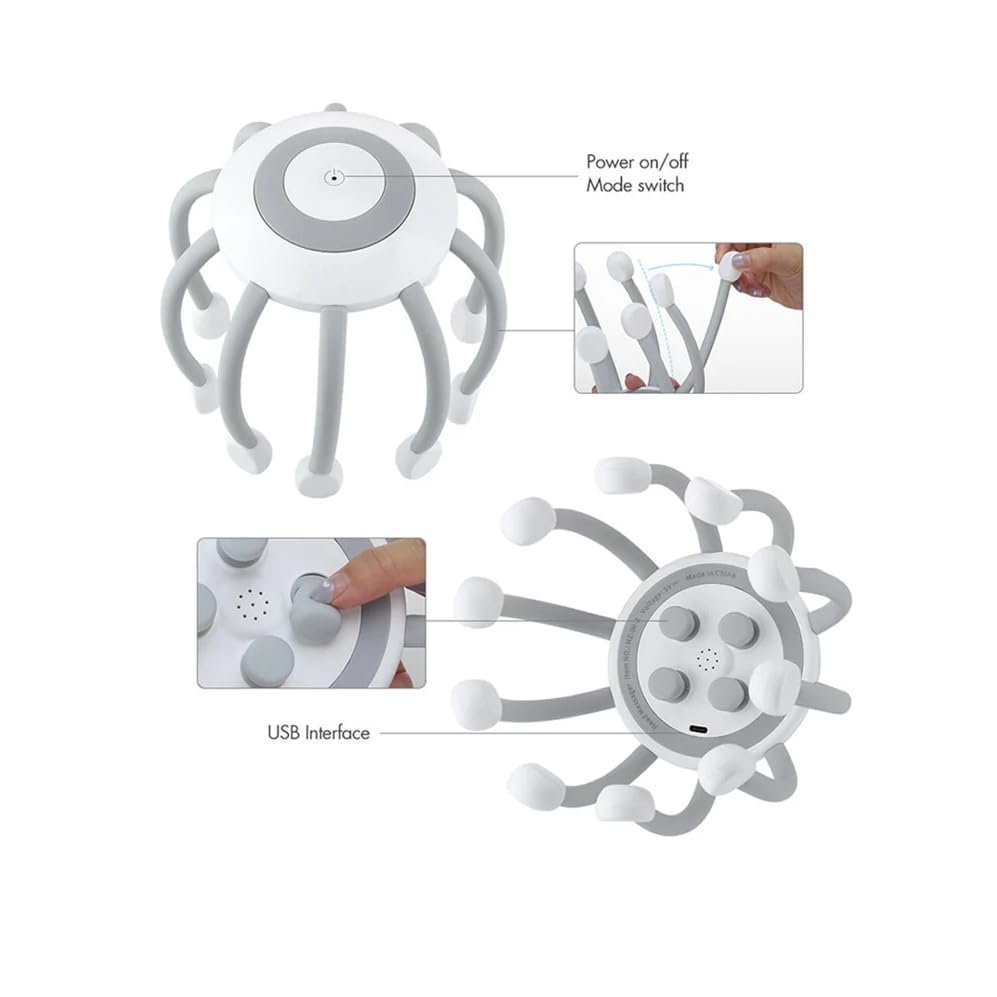 Head Massager ? Scalp Massage Tool for Stress Relief & Relaxation | Manual Octopus Design, Improves Blood Circulation, Lightweight & Portable