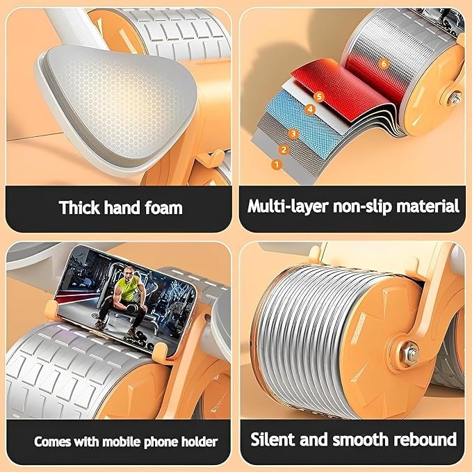 Abdominal Rebound Wheel ? Automatic Rebound Ab Roller with Knee Pad | Core Exercise Equipment for Home Workout, Abs & Full Body Training