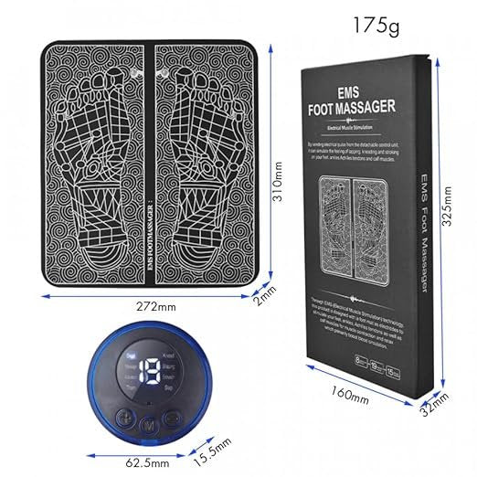 EMS Foot Massager Pad ? Portable Electric Foot Circulation Stimulator for Pain Relief & Relaxation | Foldable Muscle Stimulator Mat for Home, Office & Travel Use